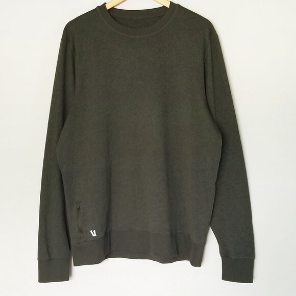 Vuori Men's XL Ponto Performance Crew Top Oregano Heather Dark Olive Green $110 - Picture 6 of 16